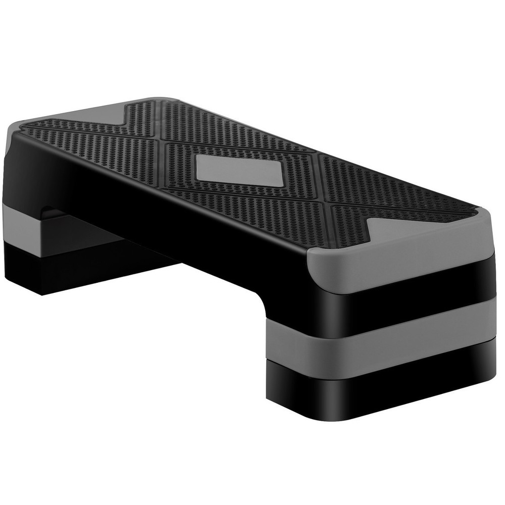 Adjustable Workout Aerobic Stepper Aerobic Exercise Step Platform for Gym Grey