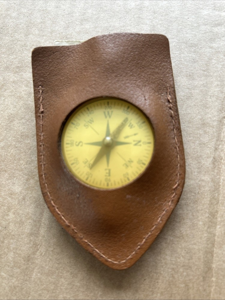 Vintage German Opisometer Map Measuring Tool & Compass w/ring w/Case ~ 3" Works