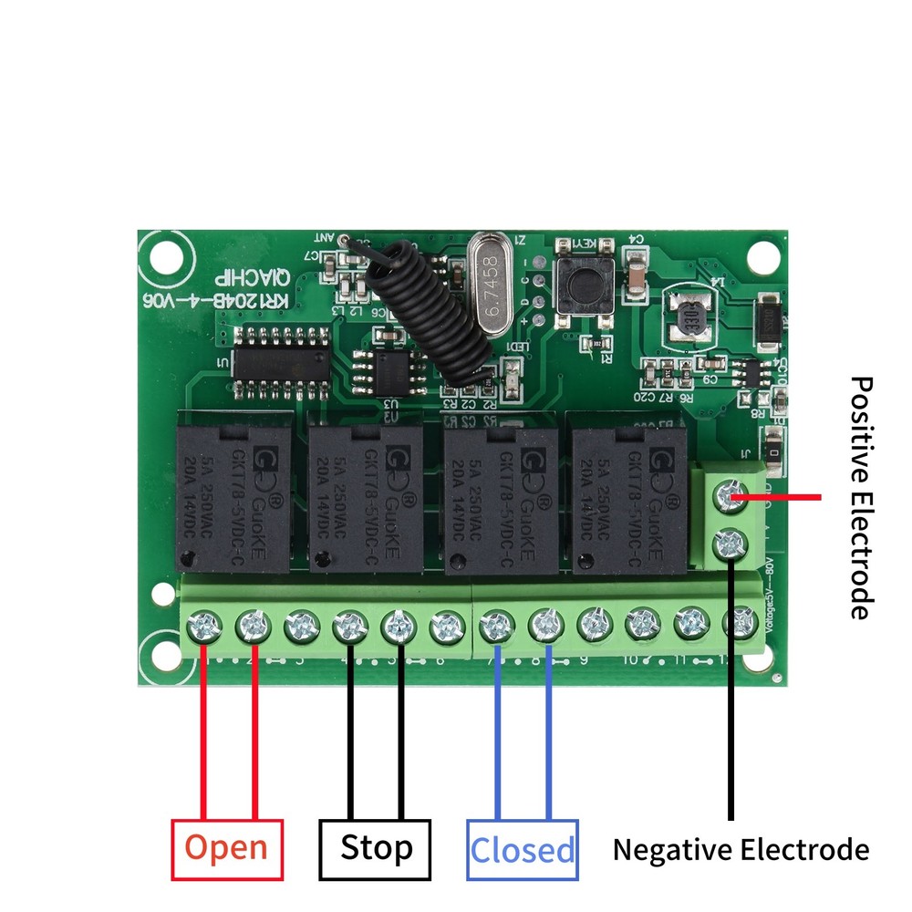 Long Range DC 4-Channel 443MHz Wireless RF Remote Control Relay Switch