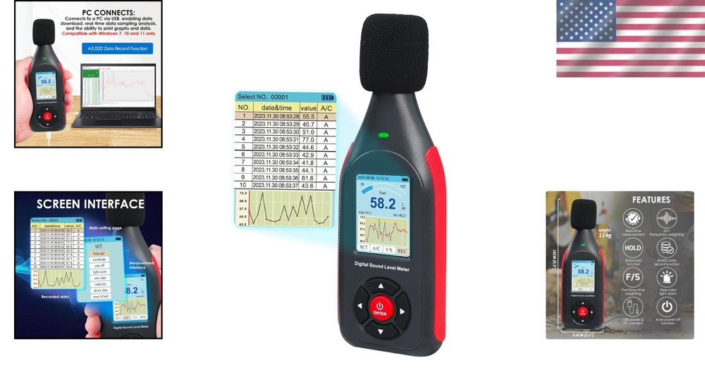 Professional Digital Sound Level Meter with 43K Data