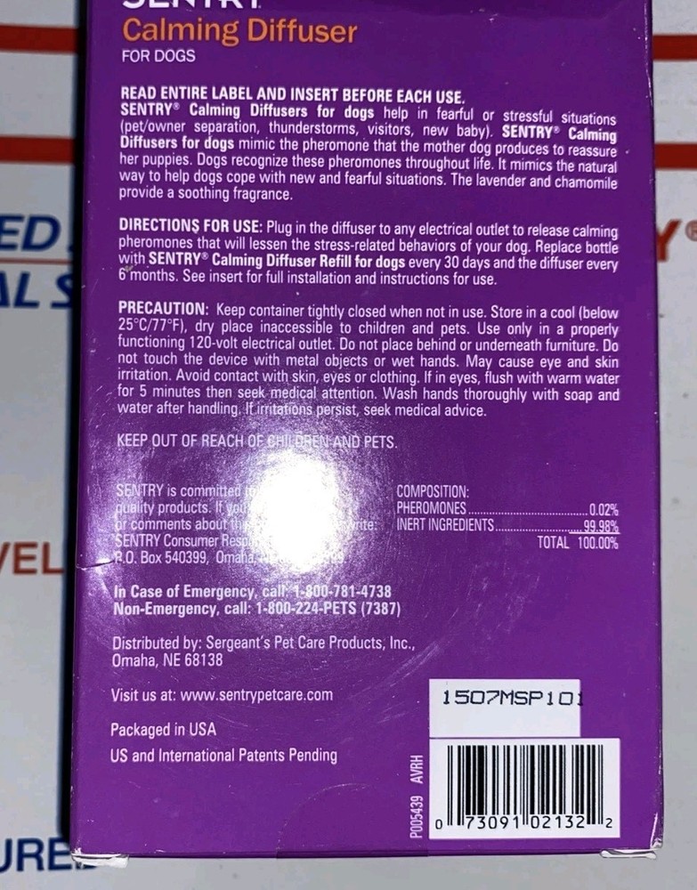 Sentry Calming Diffuser Refill for Dogs 1.5 oz Refill Included