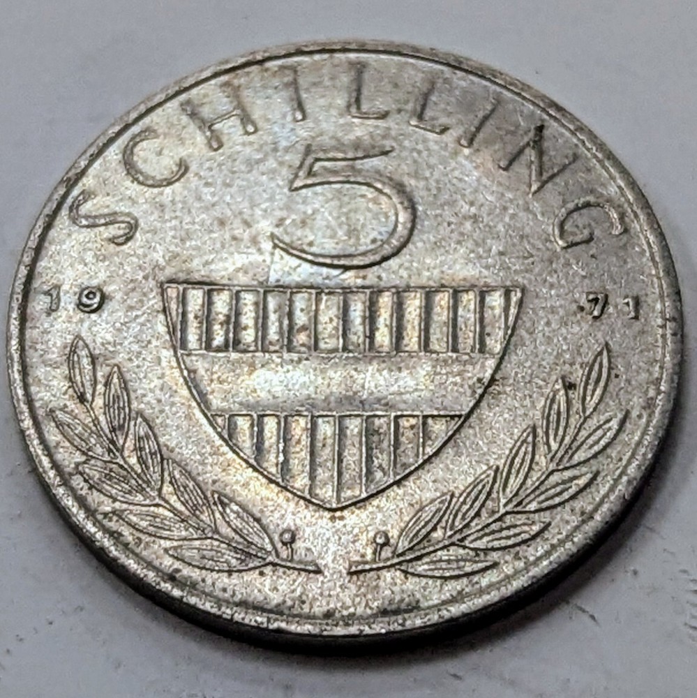 1971 Austria 5 Schilling KM# 2889a - High Grade
