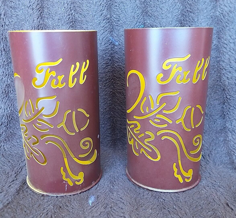 Hello Fall Maple Leaves  Metal Candle Holder Set of Two (Fall)