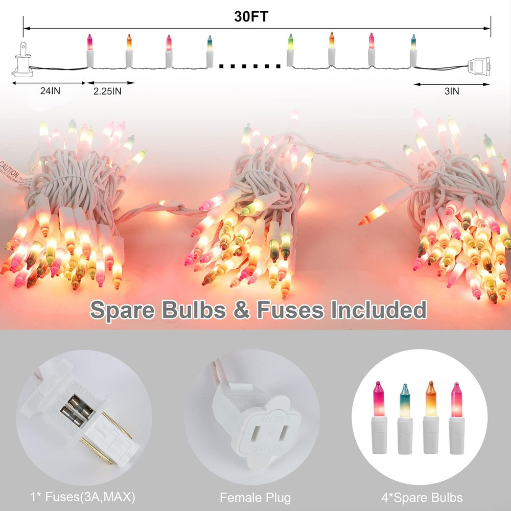 3 Sets Easter String Lights, 150 Count 30 FT Each White Wire Mini Pastel Fairy L