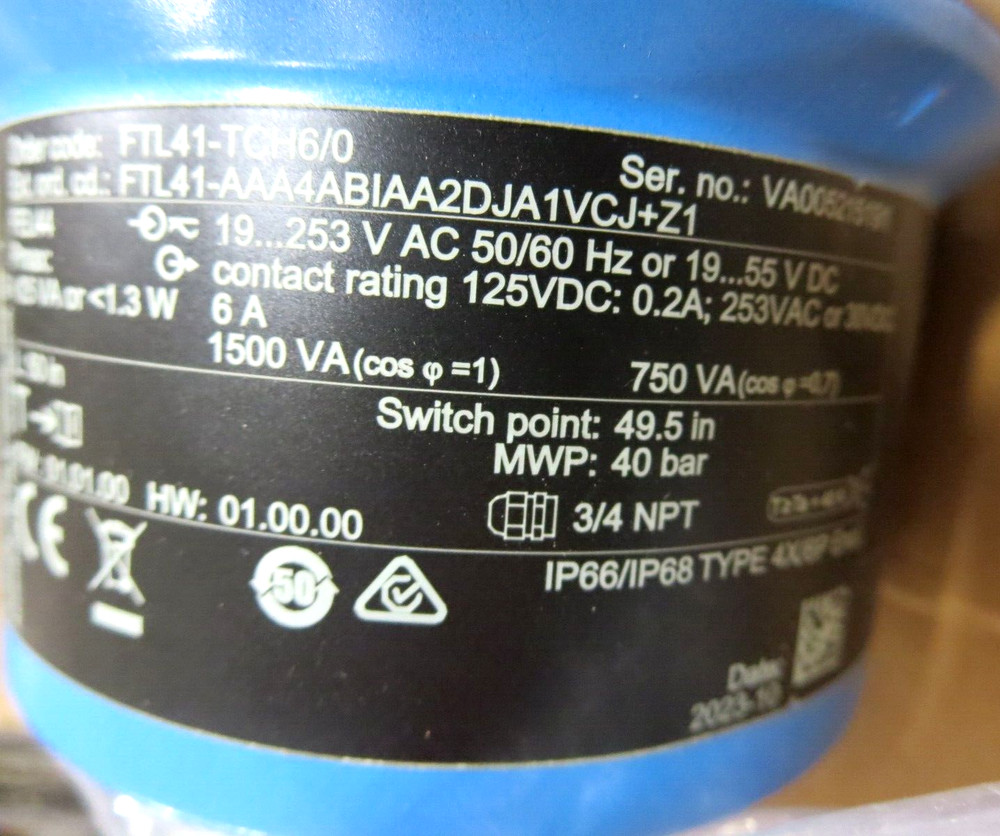Endress+Hauser FTL41-TCH6/0 Limit/Level Switch Switch Point 49.5"See Description