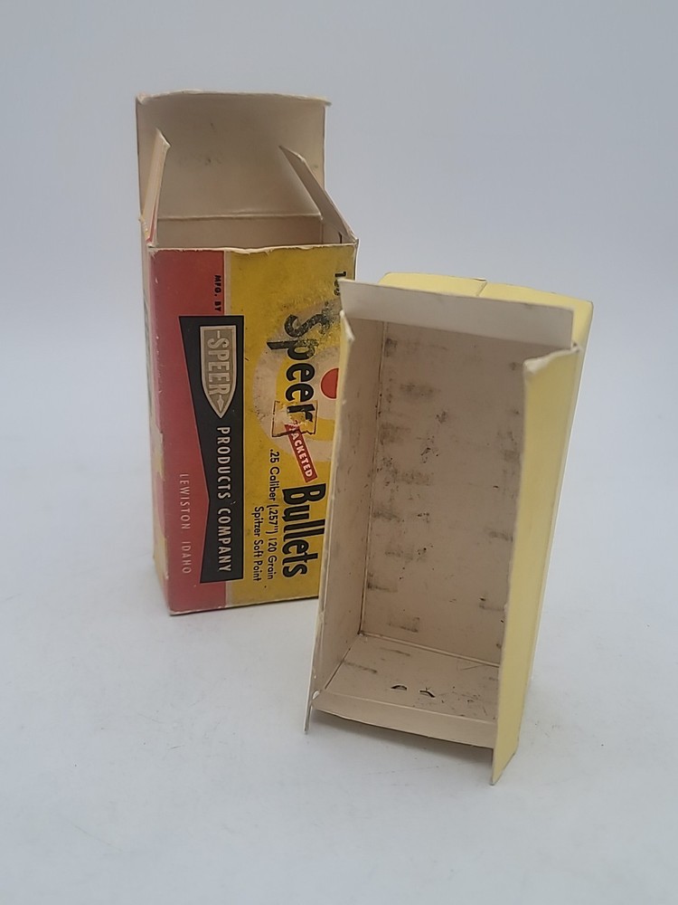 Vintage Speer .25 Cal 120gr Bullet Box EMPTY Reloading Packaging