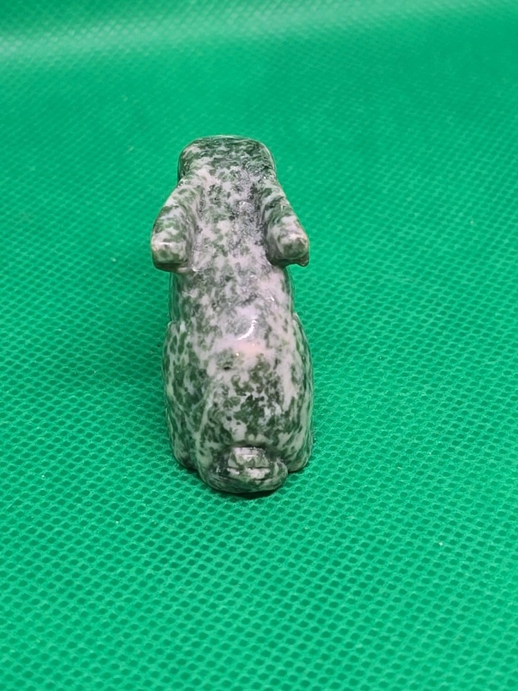 Carved Moss Agate Bunny Rabbit