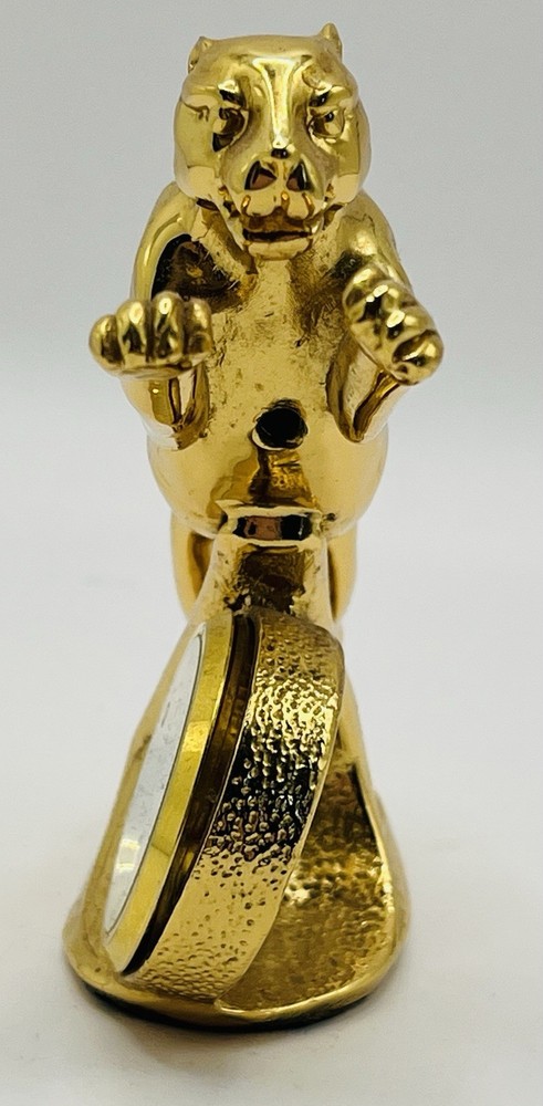 Vintage Solid Brass Leaping Jaguar Desk Clock