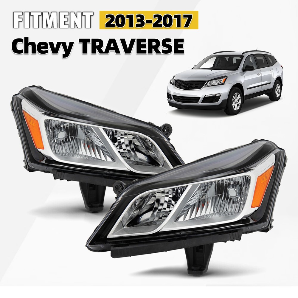 Halogen Type Headlights For 2013-2017 Chevy Traverse Left+Right Replacement