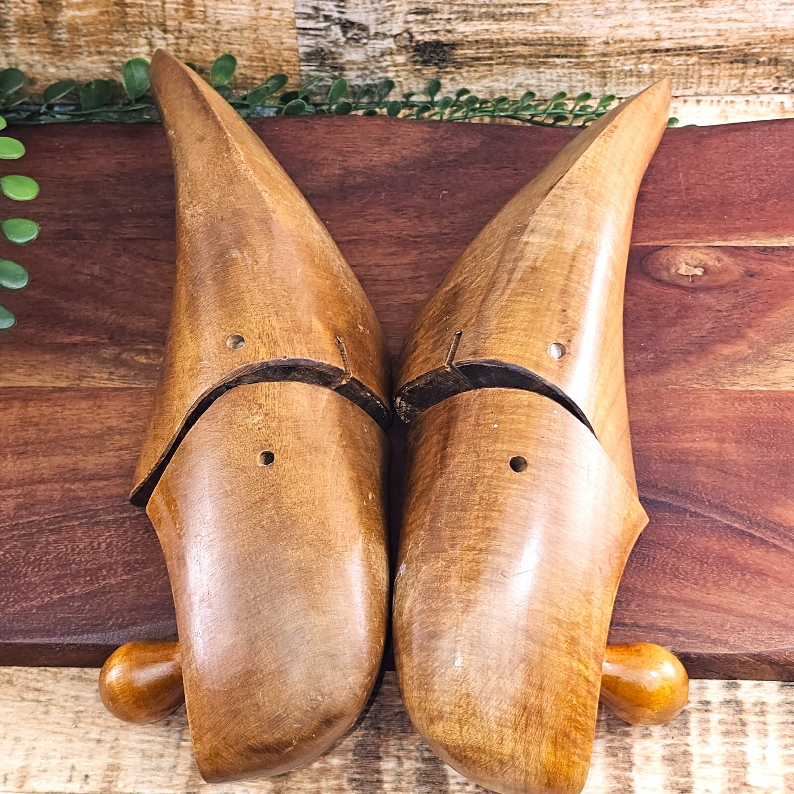 Vintage Wooden Shoe Trees Form Insert Stretcher Shaper Mold Mens Pair Size 7C