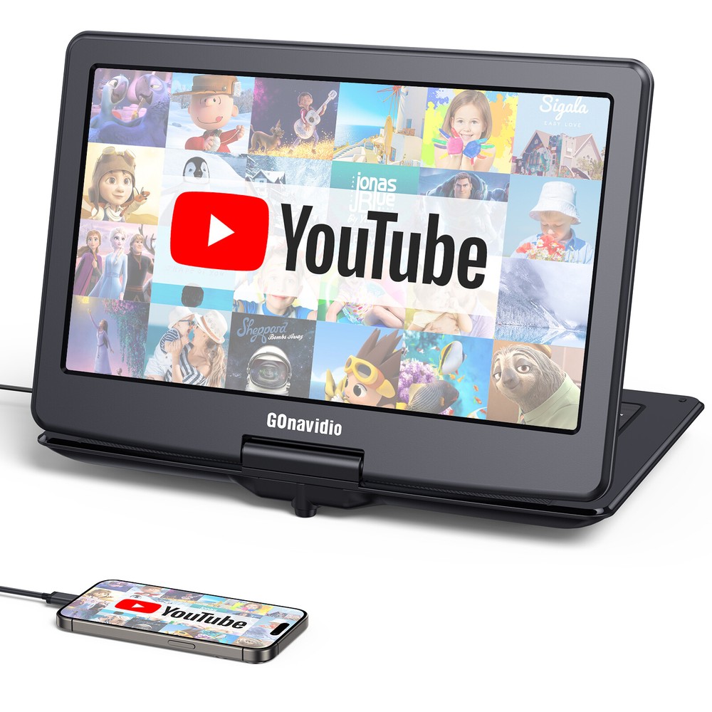 19" Portable DVD Player w/ 16'' Large Screen 6 Hours Sync Screen Last Memory USB