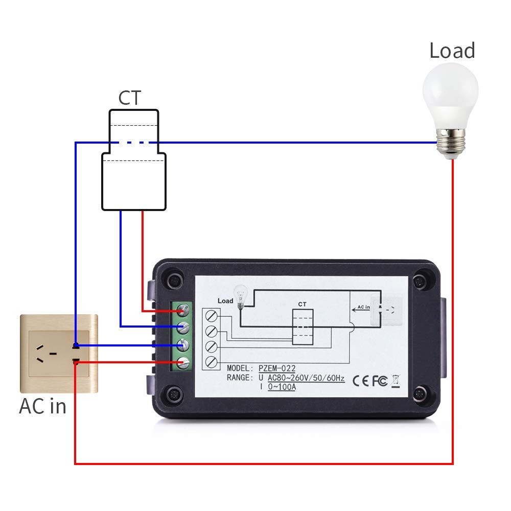 80-260V 100A AC Multi-meter, LCD Display Amp Volt Meter Energy Monitor Panel Kit