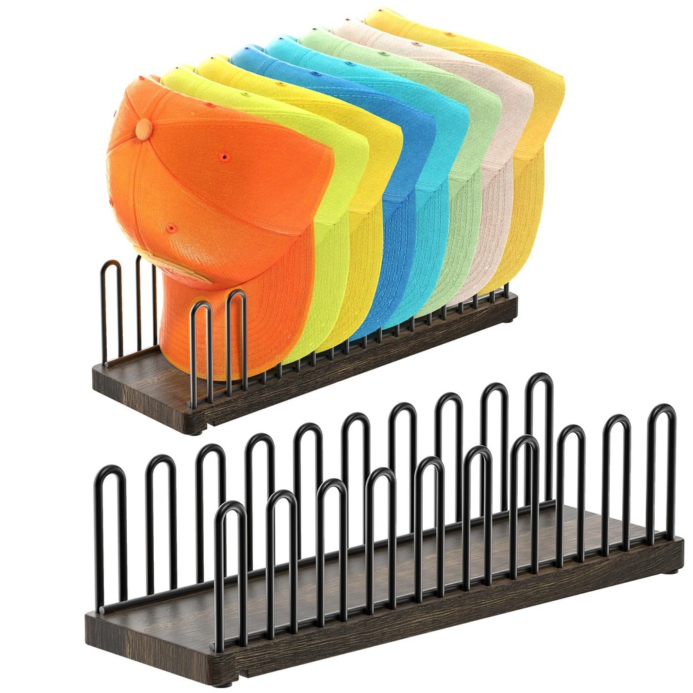 Hat Organizer for 9 Baseball Caps, Solid Wood Base Hat Rack for Closet