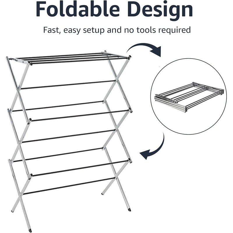 Durable Foldable Laundry Drying Rack Indoor Energy Saving Clothes Organizer New