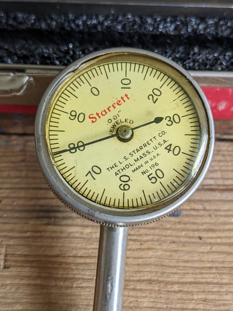Vintage STARRETT 196 Dial Test Indicator Original Case/Box.