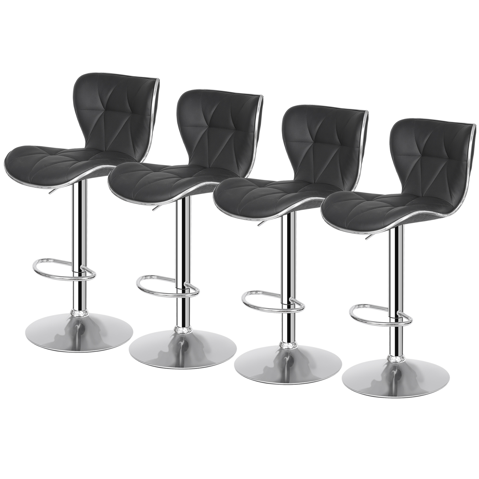Set of 4 Swivel Bar Stools w/Shell Back Ajustable Height Footrest Design Home