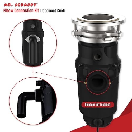 Mr. Scrappy Garbage Disposal Drain Elbow Replacement Kit - Includes Black