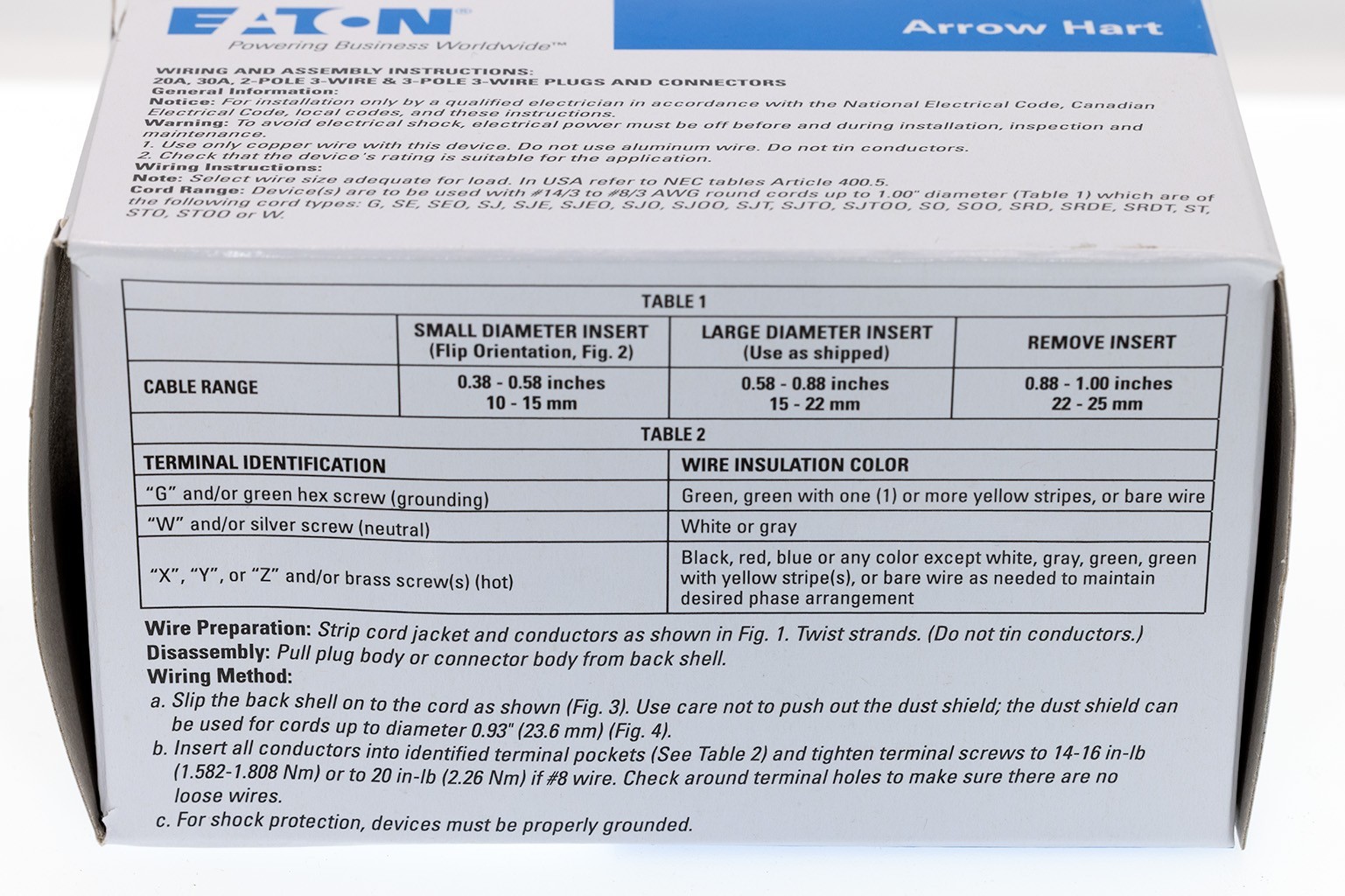 Eaton AHCL620P Industrial Locking Plug L6-20P 20A 250V Ultra Grip 2-Pole 3-Wire