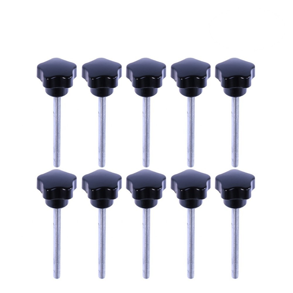 10 PCS M5x60 Hole Five Star Screw Grips Clamping Knobs (Black)