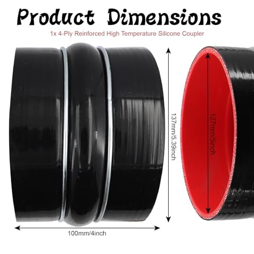 High Performance Straight Silicone Hump Coupler ID 5 Inch 4-Ply Reinforced ID5"