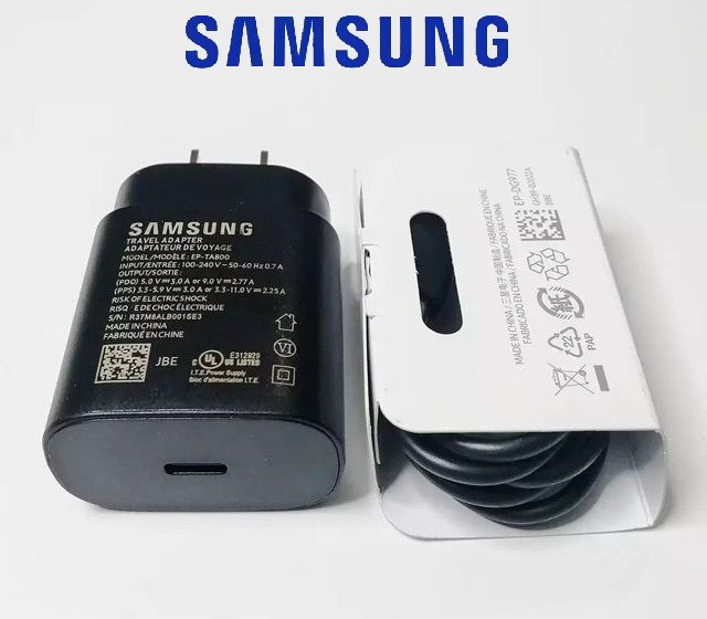 Original Samsung Galaxy S20 S21 25W Super Fast Wall Charger & Type C Data Cable