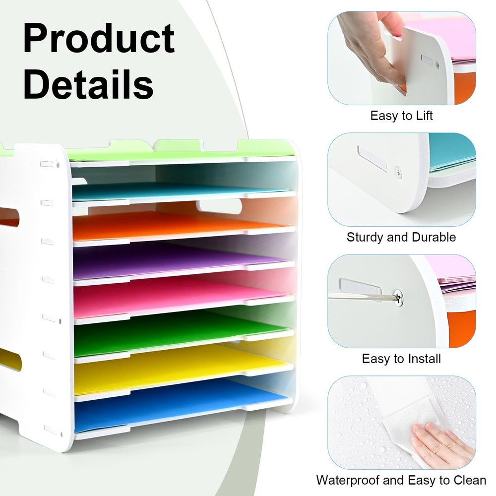 12x12 Paper Organizer, 8-Tier Scrapbook Paper Storage, Stackable Desktop File...