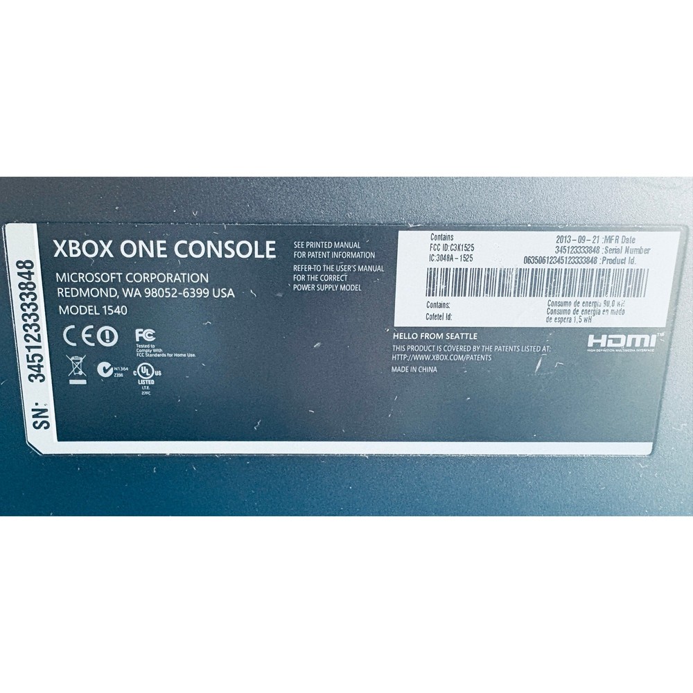 Microsoft ONE XBOX Model 1540 Untested