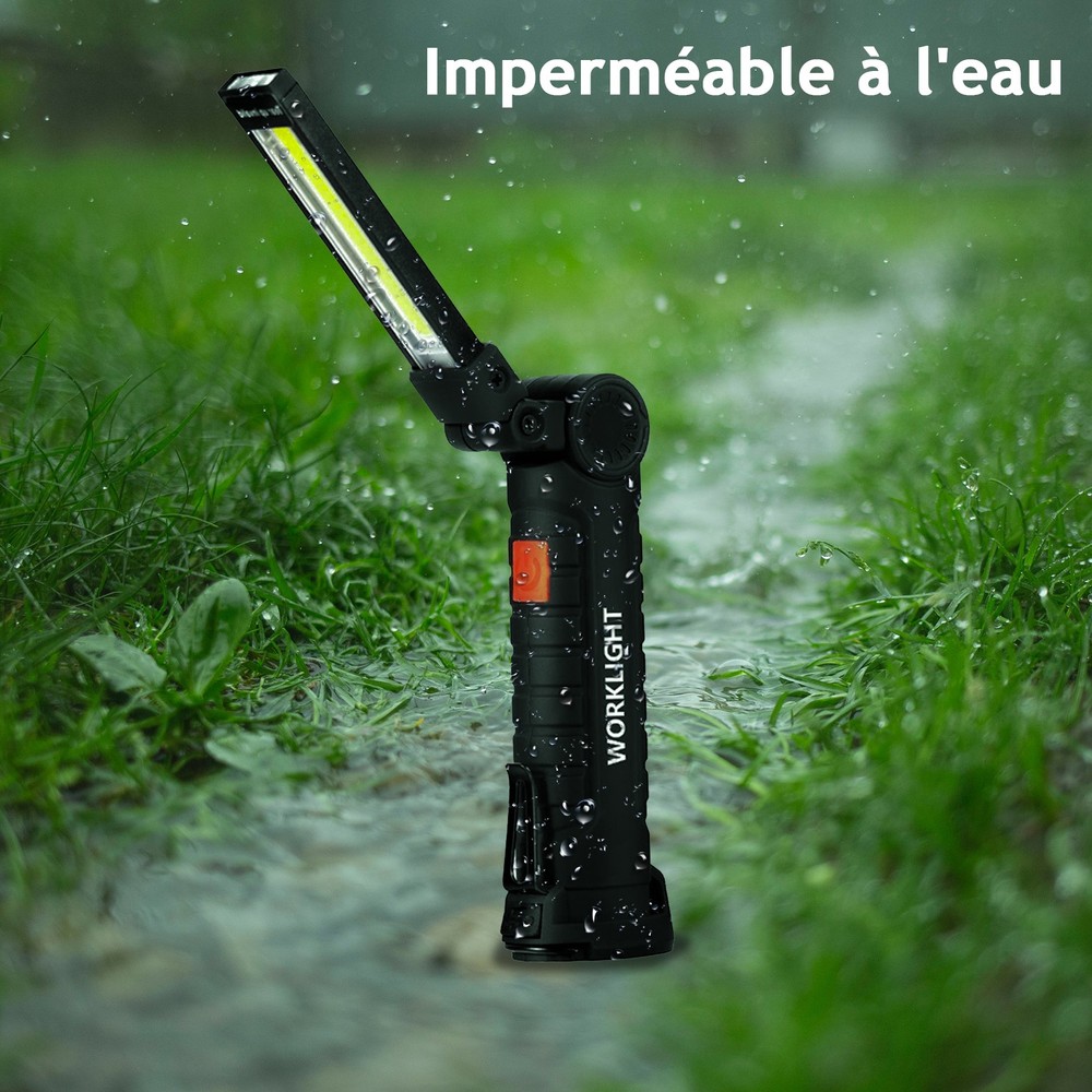 2PCS USB Rechargeable LED Work Light with Magnetic Base & Folding Torch Design