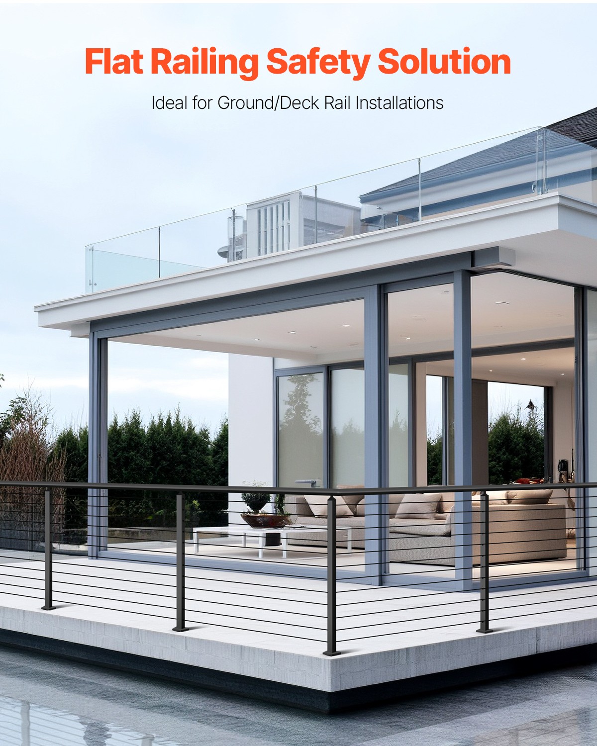 VEVOR Cable Railing Post 42x2x2 In with Pre-Drilled Holes 1JZLGZXHS106AWJO6001V0