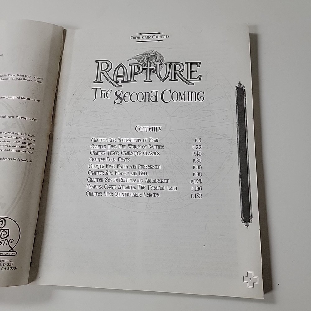 Rapture The Second Coming D20 Modern Campaign Setting RPG Game