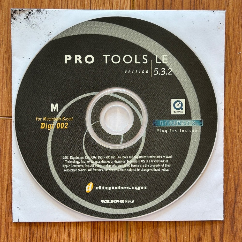 Pro Tools LE Version 5.3.2 Install Disk For Apple MAC Macintosh Digidesign 002