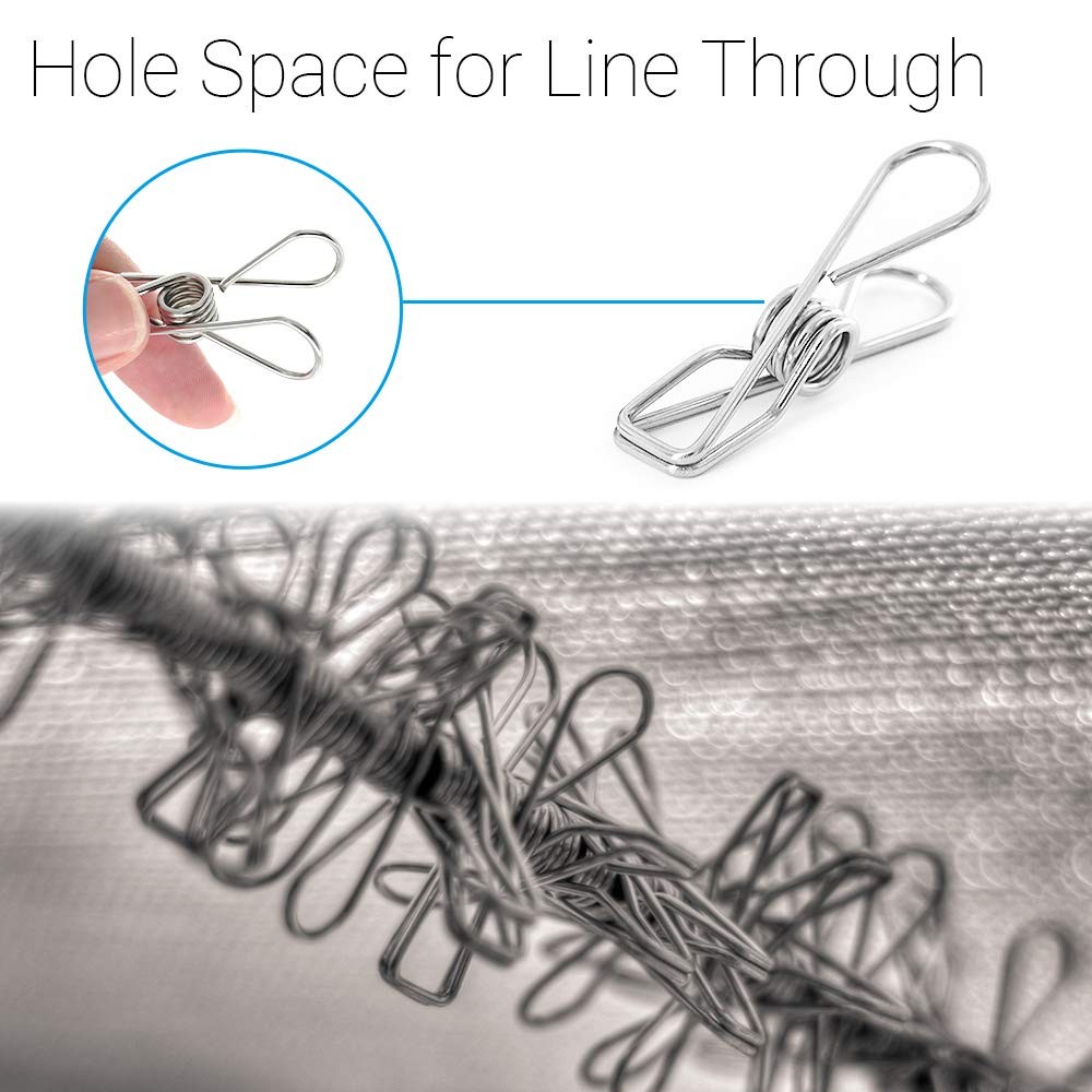 40 Pack Stainless Steel Small Clothes Pins Durable Clothes Pegs Multi-Purpose...