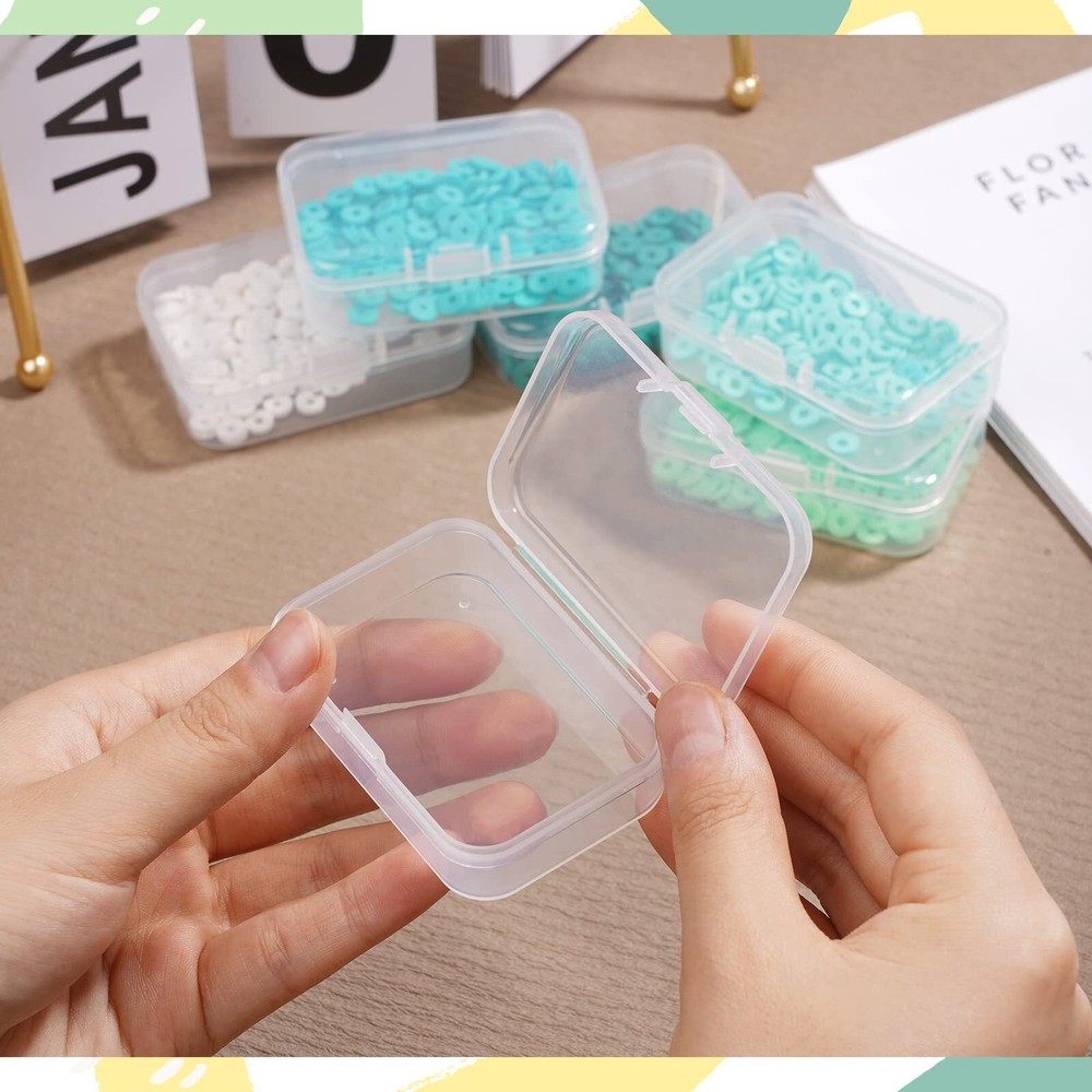 6 Pack Small Plastic Bead Organizer Rectangle Containers with Lids, 2.6x1.8 Inch
