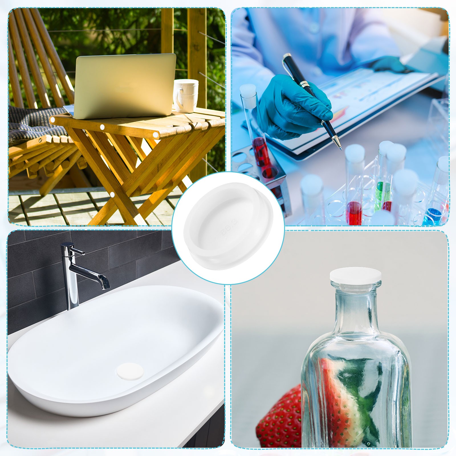 2Pcs Silicone Hole Plug, Round Rubber Stoppers for 65mm/2.56" Hole, White