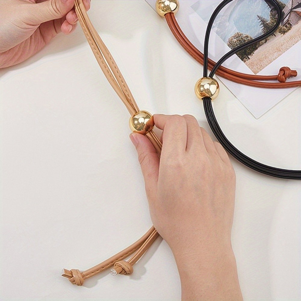 3pcs Detachable PU Leather Drawstring Pull String Purse Strap with Plastic