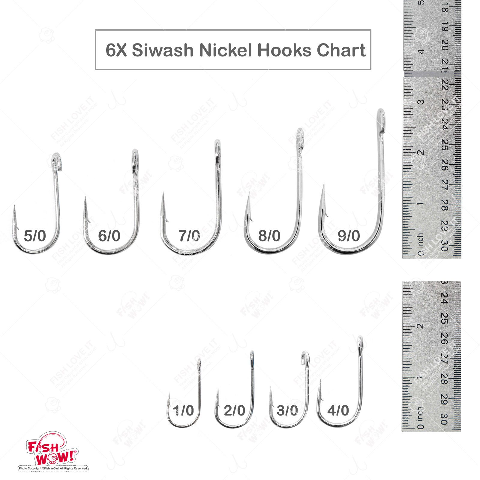 1/0 2/0 3/0 4/0 5/0 6/0 7/0 8/0 9/0 6X Siwash Nickel Hook Open Eye 20 50 100 lot