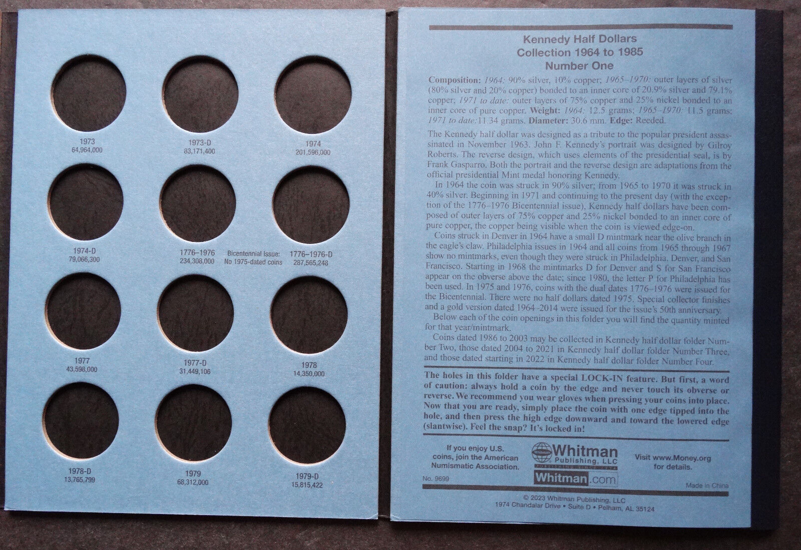 Set of 4 - Whitman Kennedy Half Dollar Coin Folders Number 1-4 1964-2025 Book