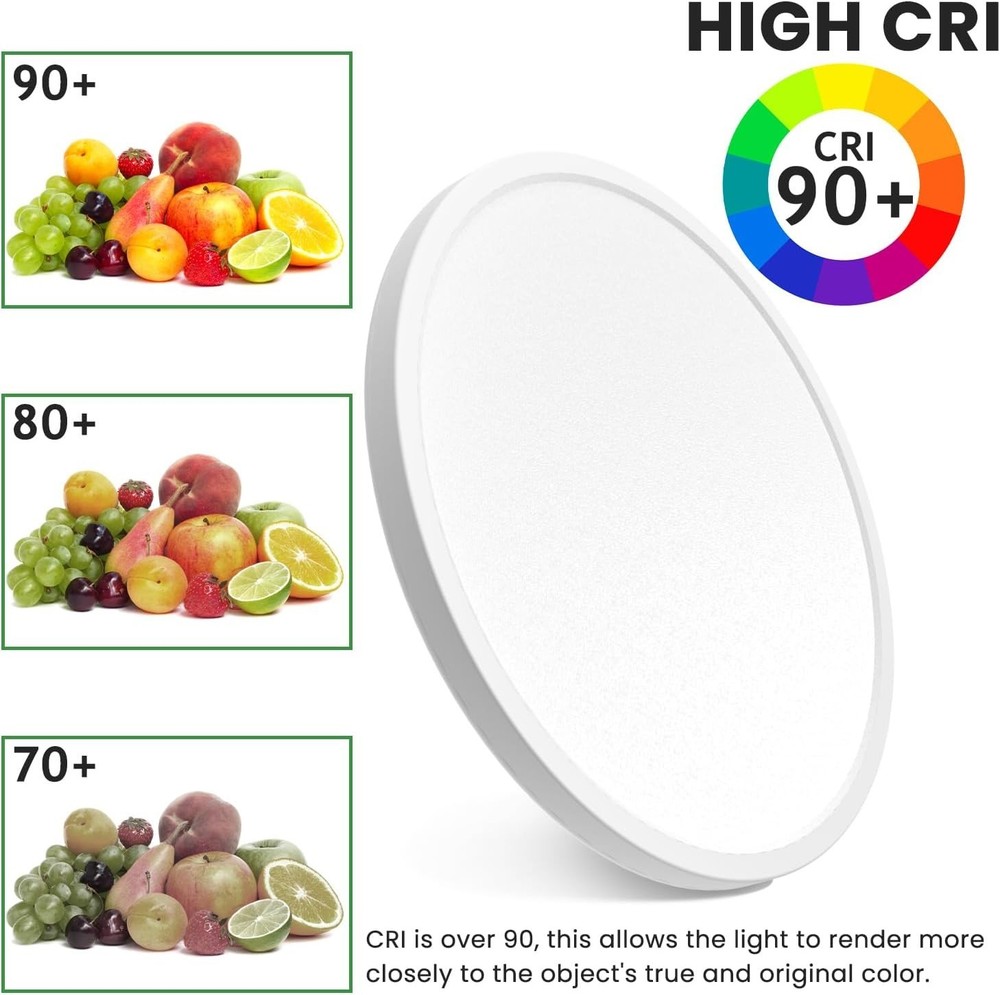 Energy-Efficient 12-Inch LED Ceiling Light - Adjustable Brightness & Color Modes