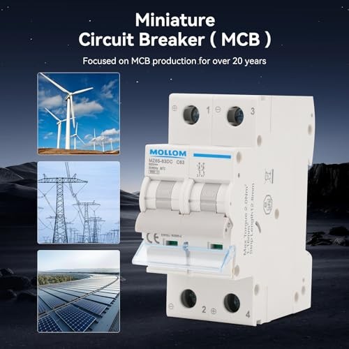 DC 2 Pole Miniature Circuit Breaker, 1000Vmps, C40 Scene Visualization 40A