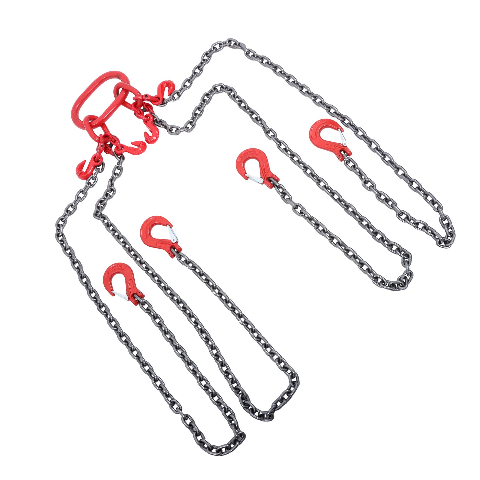 11000 lbs 5/16" x 5' Chain Sling 4 Legs G80 Lifting Chain with Grab Hooks