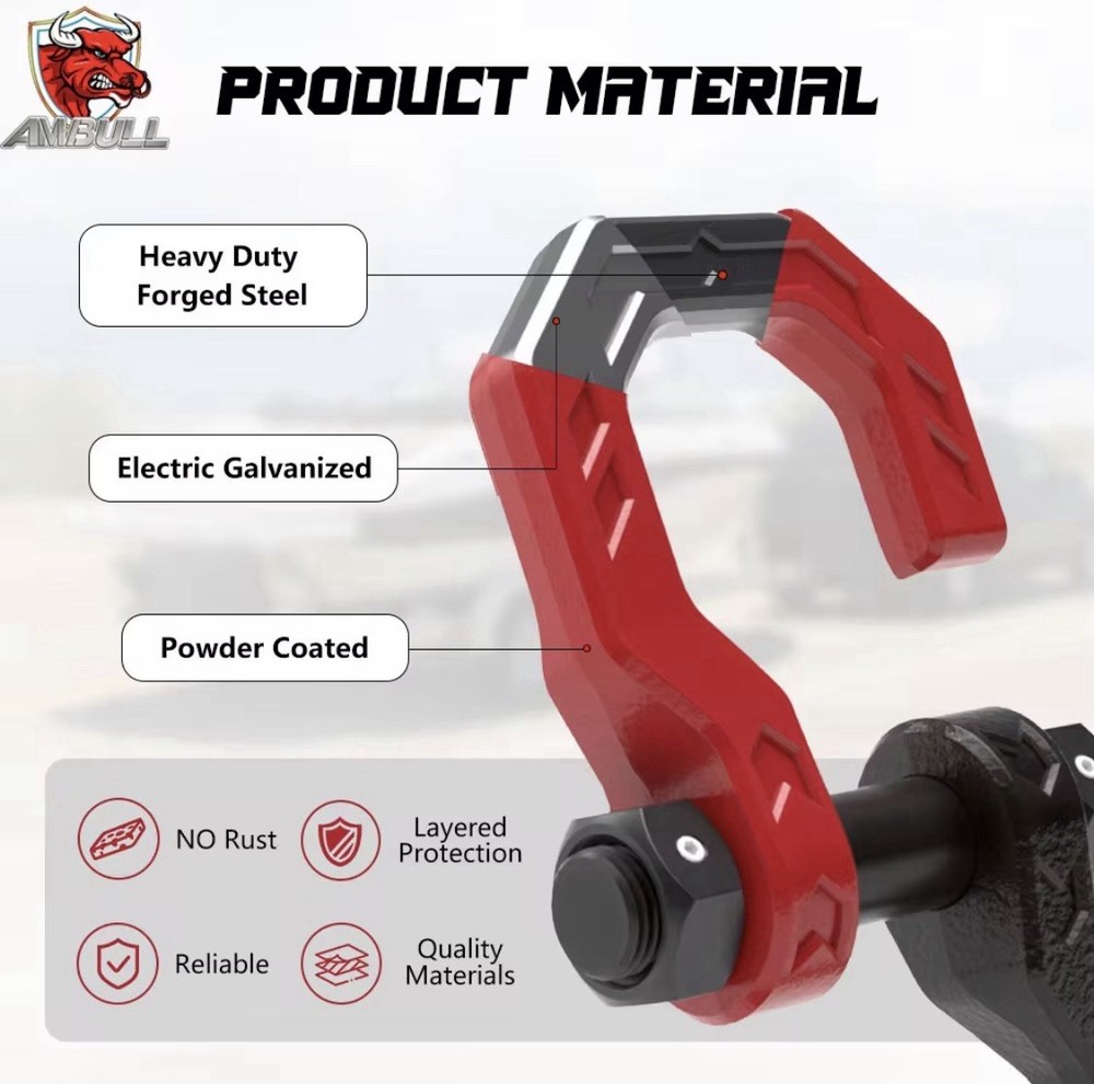 Split D-ring Shackles 25t Red