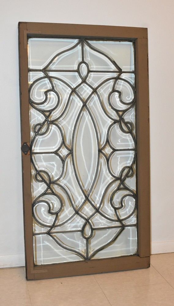 Antique Beveled Glass Window Circa 1920's Original Frame