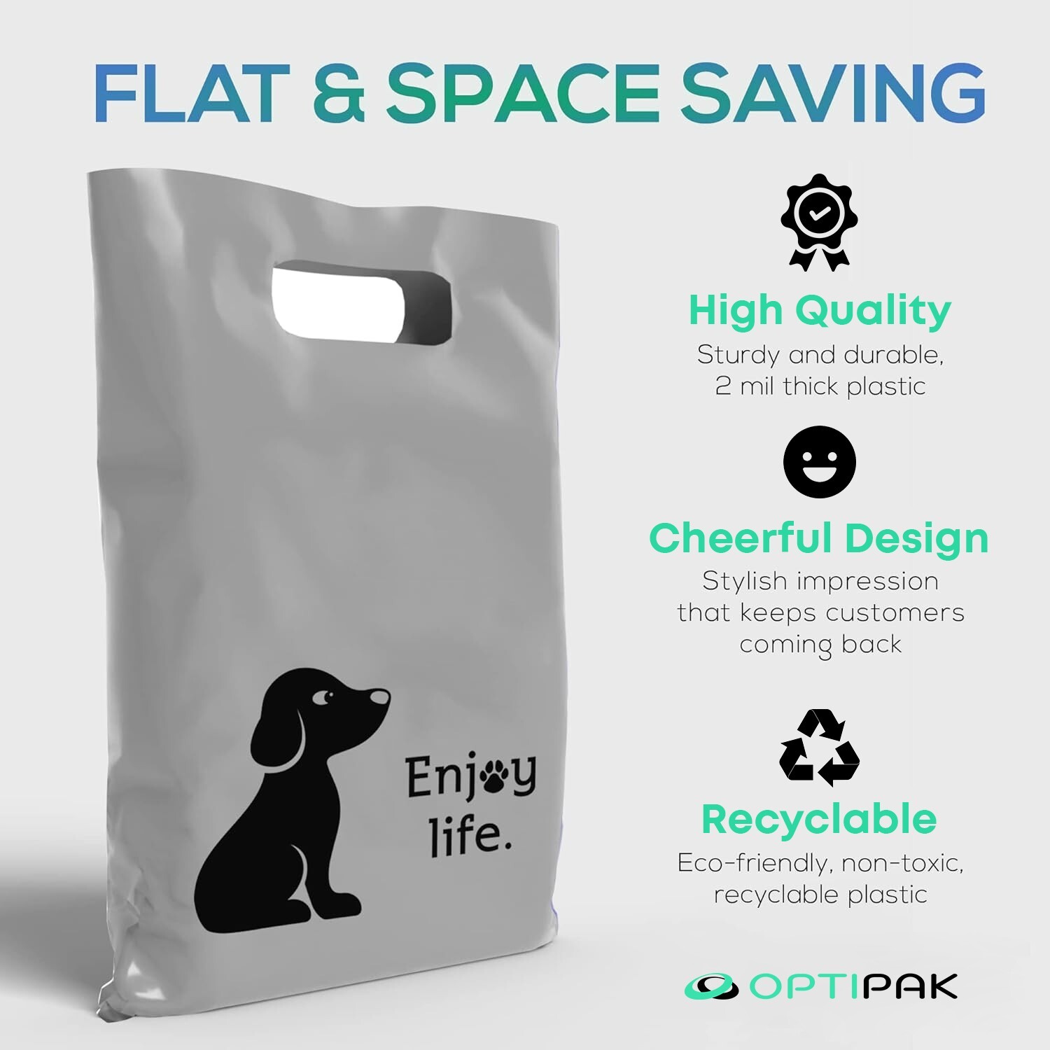 OPTIPAK 20x22 Plastic Bags – 50 Pack with Die-Cut Handles for Retail & Party