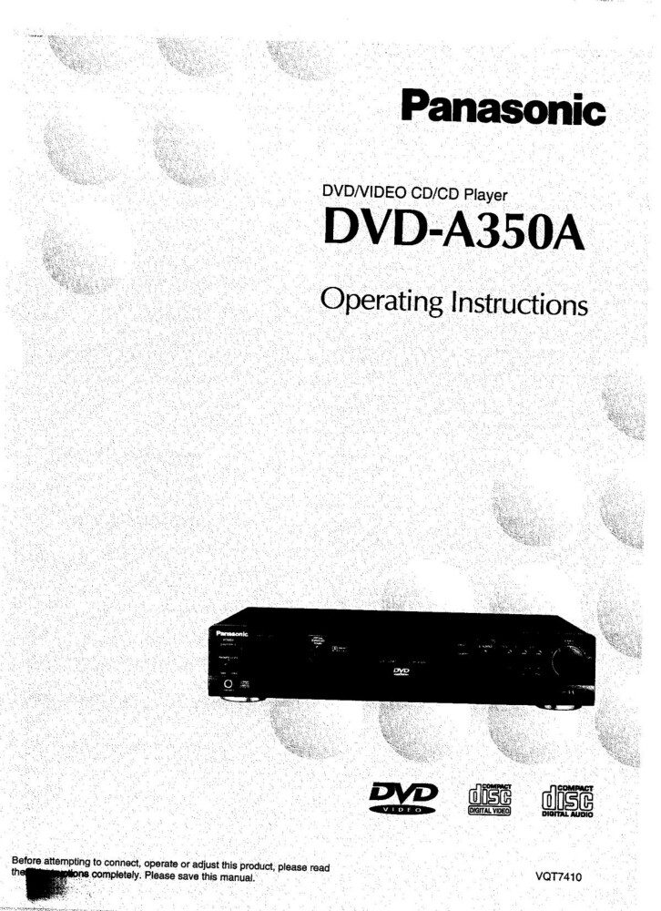 Panasonic DVD-A350A DVD Player Owners Instruction Manual