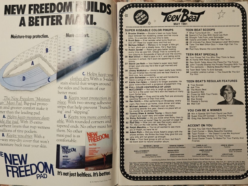 TEEN BEAT MAGAZINE MAY 1981 KISS, VAN HALEN, BAIO, DILLON