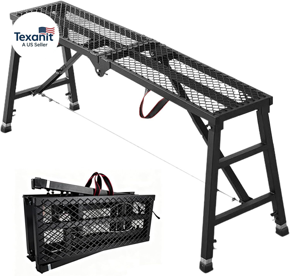 Scaffolding Work Platform, 29.9" to 47.2" Height Adjustable Work Platform, Folda