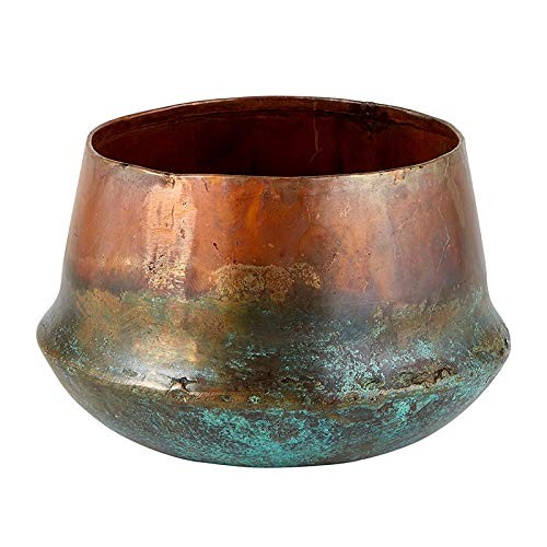 Rustic Finished Planter/Pot, 5" Diameter, Copper/Blue