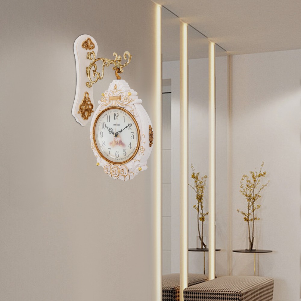 Double-Sided Wall Mounted Clock Accurate Pointer Clock Vintage Hanging Clock NEW