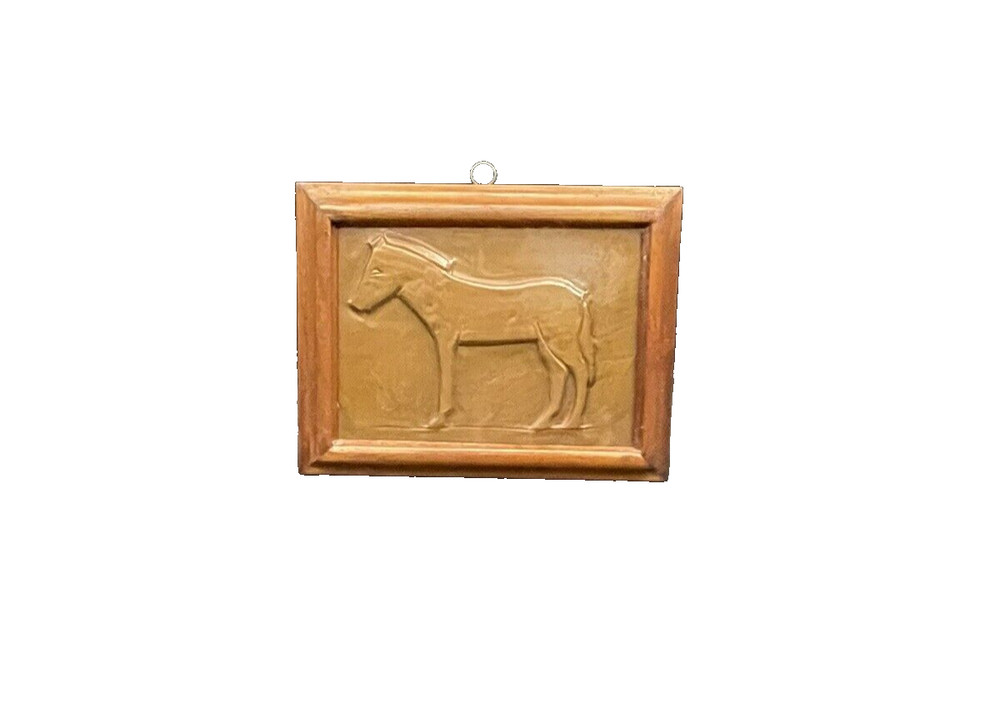 Vintage Handcrafted Primitive Hammered Copper Horse 7x5 Frame