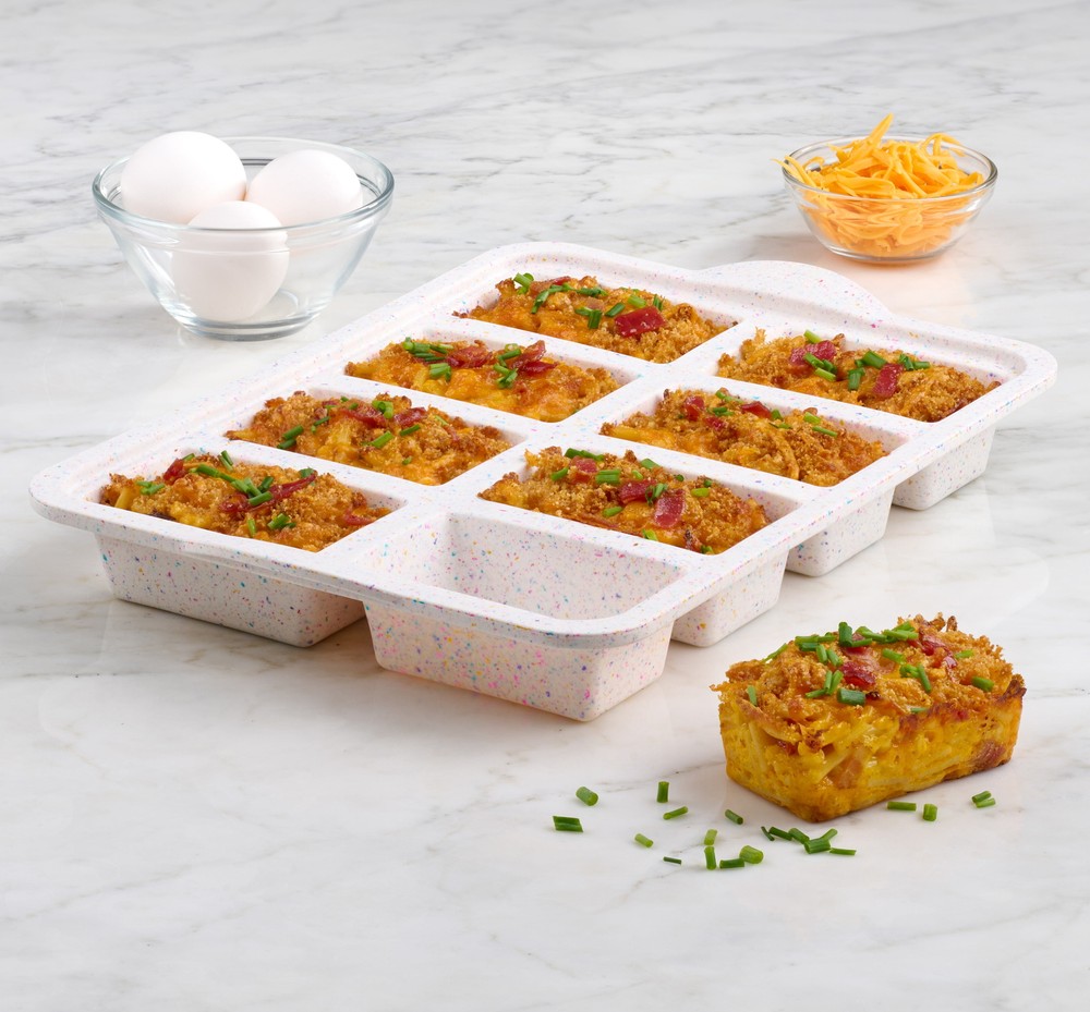 Trudeau Silicone 8 Count Mini Loaf Pan, Multicolor Confetti, Dishwasher Safe
